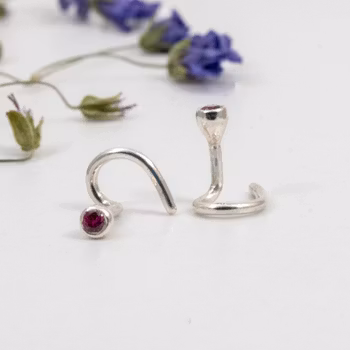 Labgrown Ruby Mini Comfort Earrings Recycled Silver