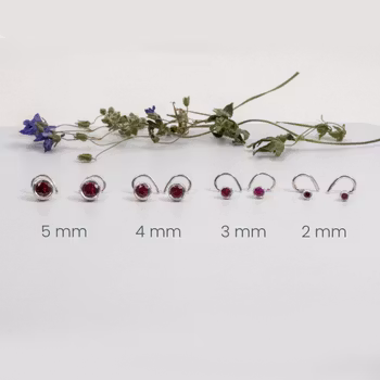 Ruby Labgrown Comfort Earrings Recycled Silver