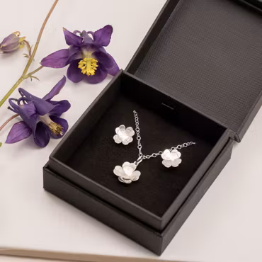 Clover Set - Earrings and Necklace in Recycled Silver