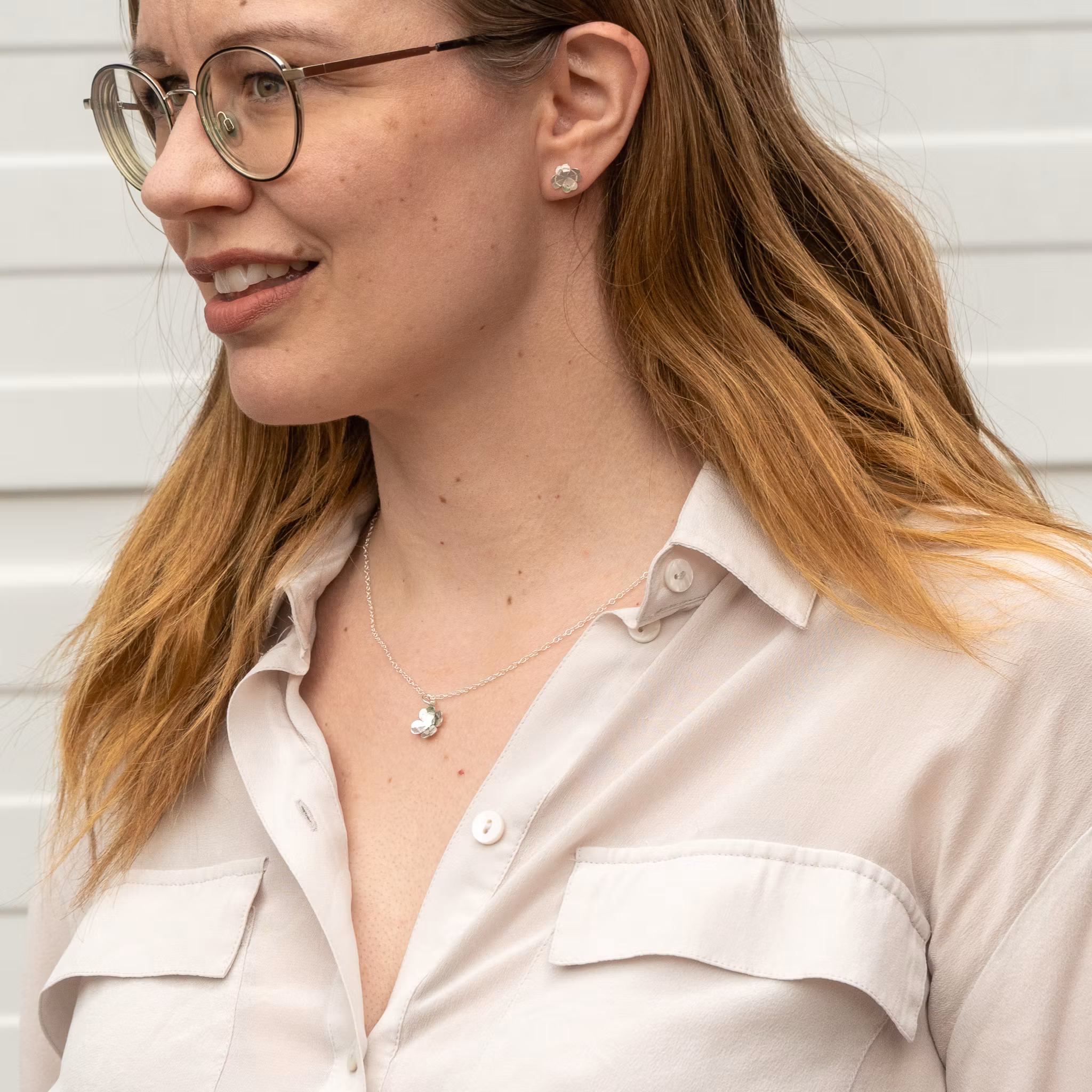 Clover Set - Earrings and Necklace in Recycled Silver