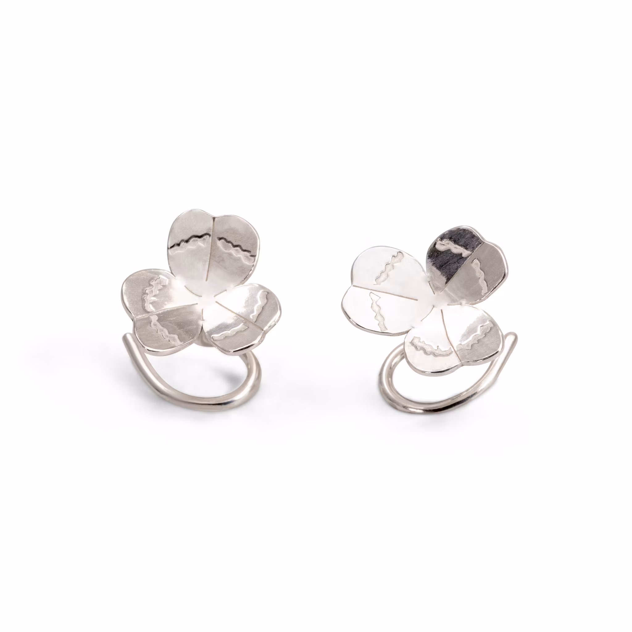 Three-leaf Clover Comfort - Earrings in Recycled Silver