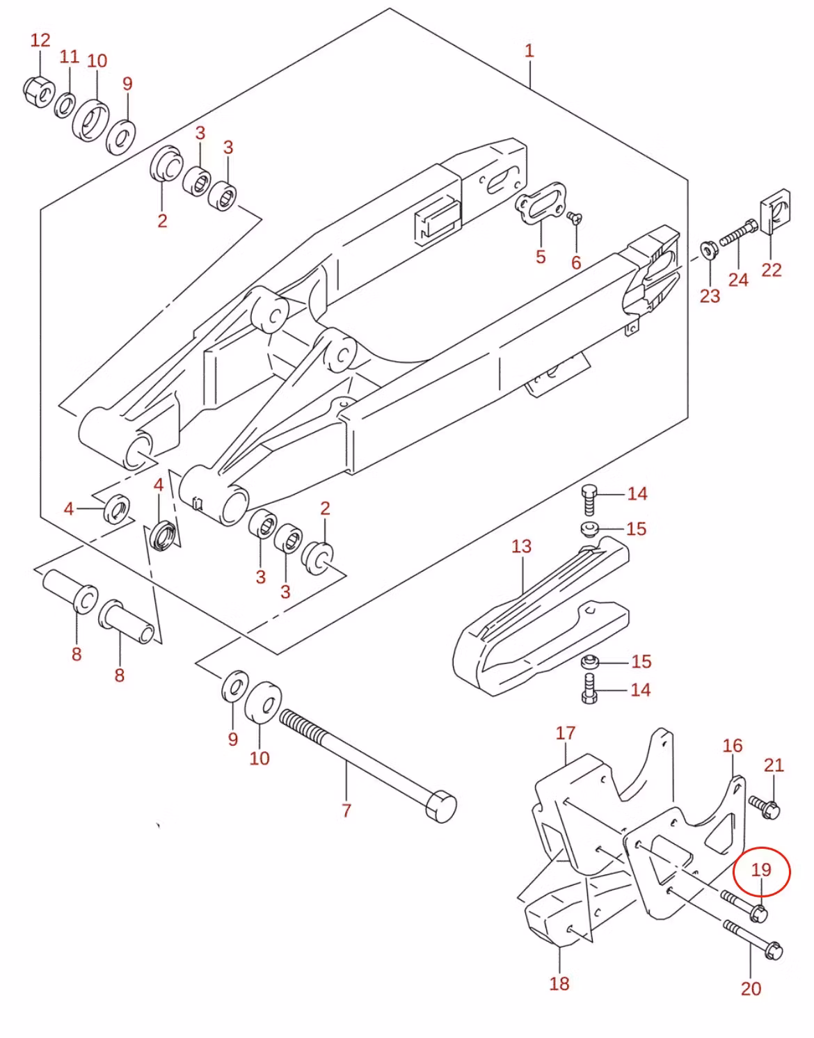Bult kedjestyrare Suzuki RM85