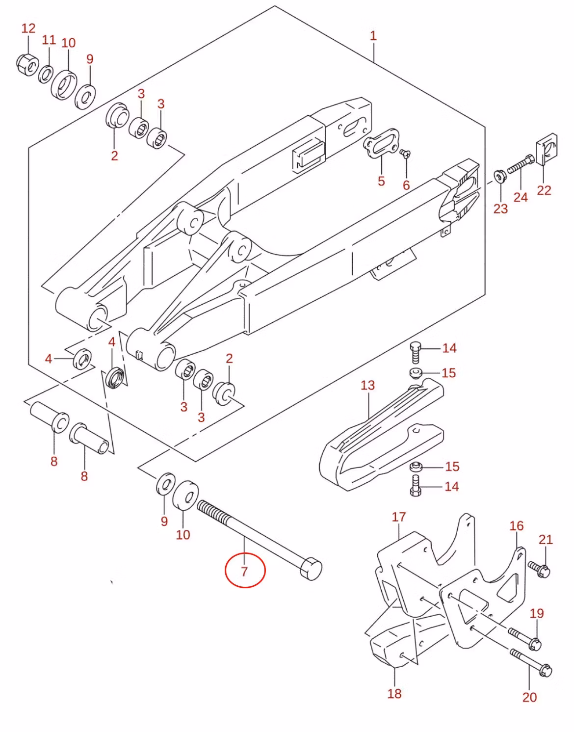 Svingaxel Suzuki  RM85