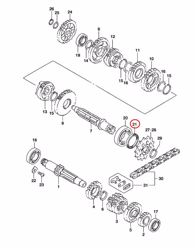 Suzuki RM85 packbox framdrev 0928320057