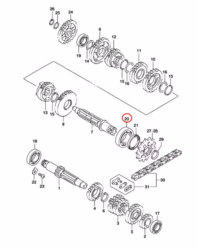 Suzuki RM85 yttre lager drivaxel 0926220121