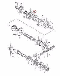 12: Suzuki RM85 drev drivaxel