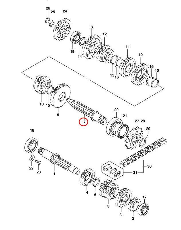 Drivaxel växellåda Suzuki RM85 2413102B01