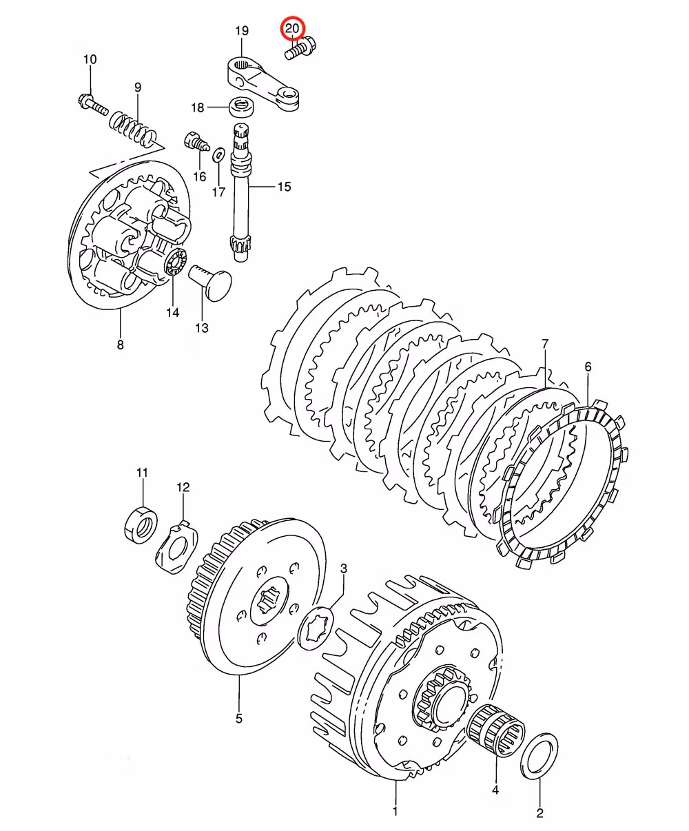 20: Suzuki RM85 bult kopplingsarm