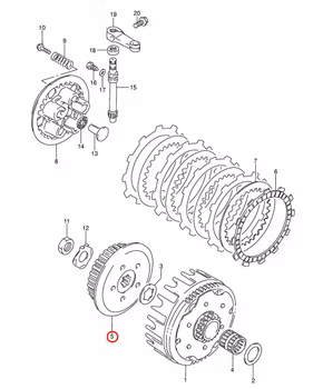5: Suzuki RM85 kopplingscentrum