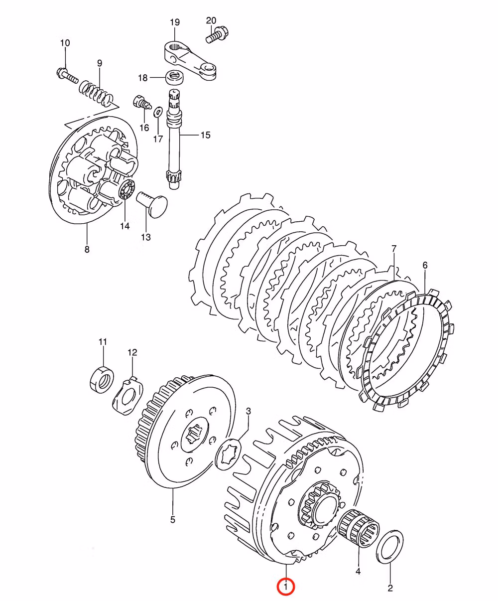1: Suzuki RM85 kopplingskorg