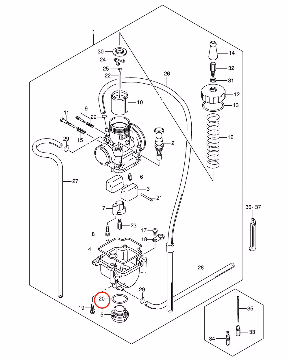 20: Suzuki RM85 o-ring bottenplugg