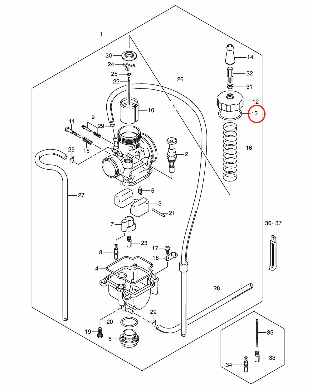 13: Suzuki RM85 packning trottellock