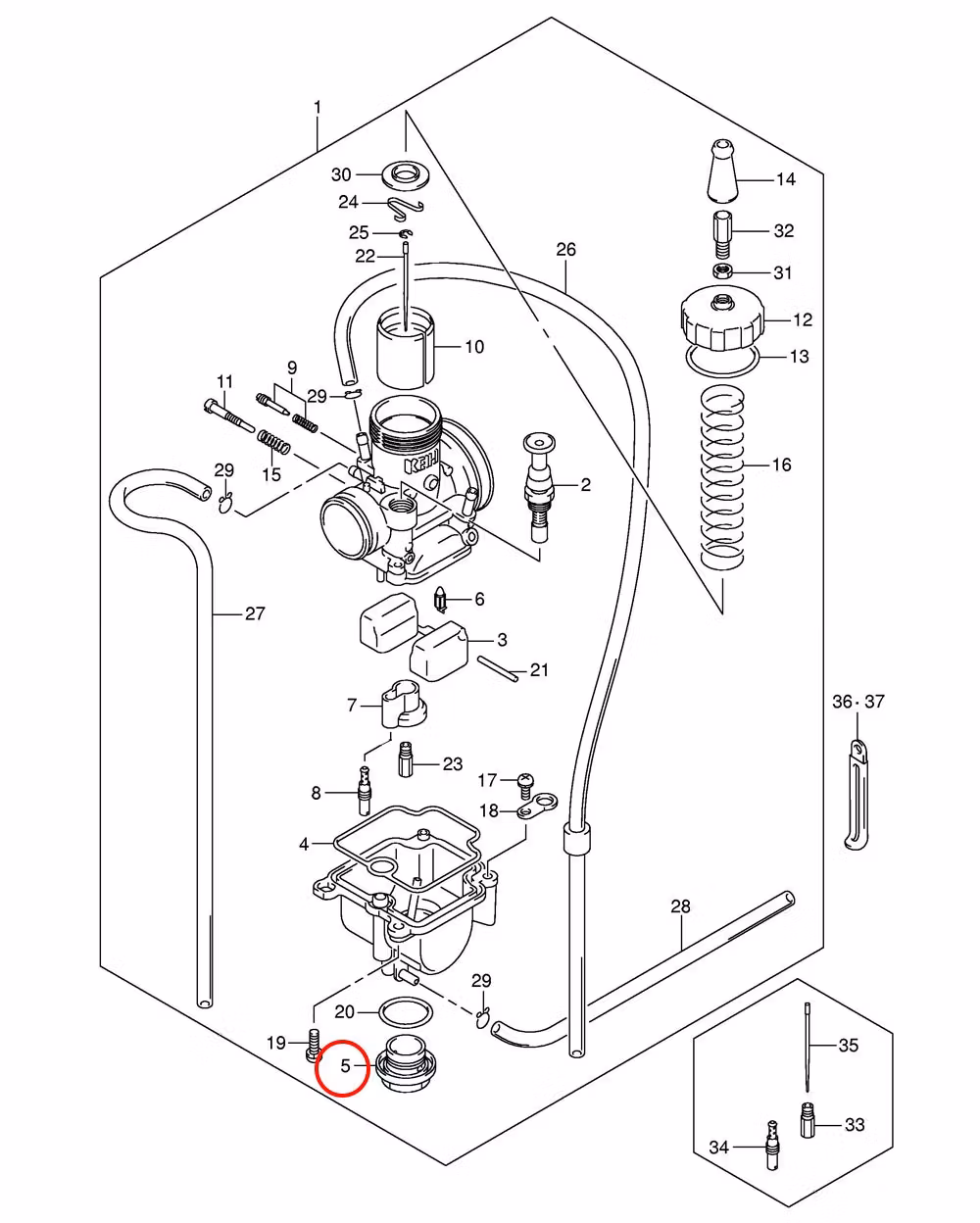 Suzuki RM85 bottenplugg förgasare