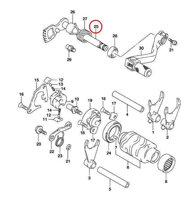 Suzuki RM85 växelaxel