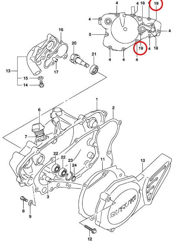 19: Suzuki RM85 bult vattenpump
