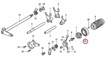 23: Lager växeltrumma Honda CR85