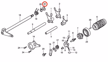 22: Bricka växelaxel Honda CR85