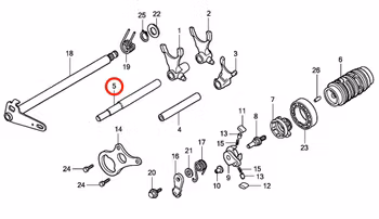 5: Axel växelgaffel Honda CR85