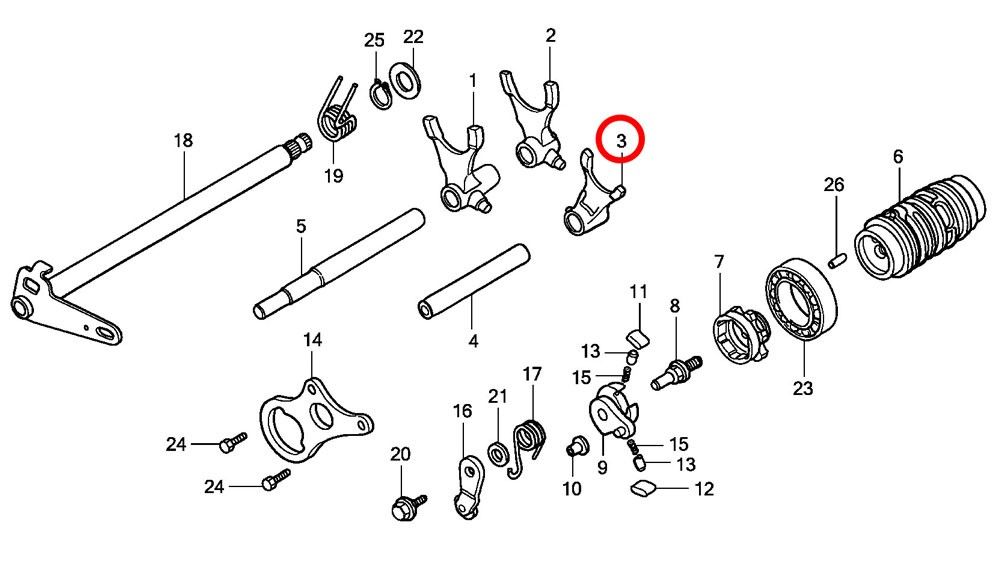 Växelgaffel Honda CR85 (mitten) 24231GBFB40
