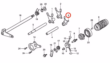 3: Växelgaffel Honda CR85 (mitten) (utgått)