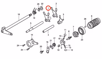 1: Växelgaffel Honda CR85 (höger)