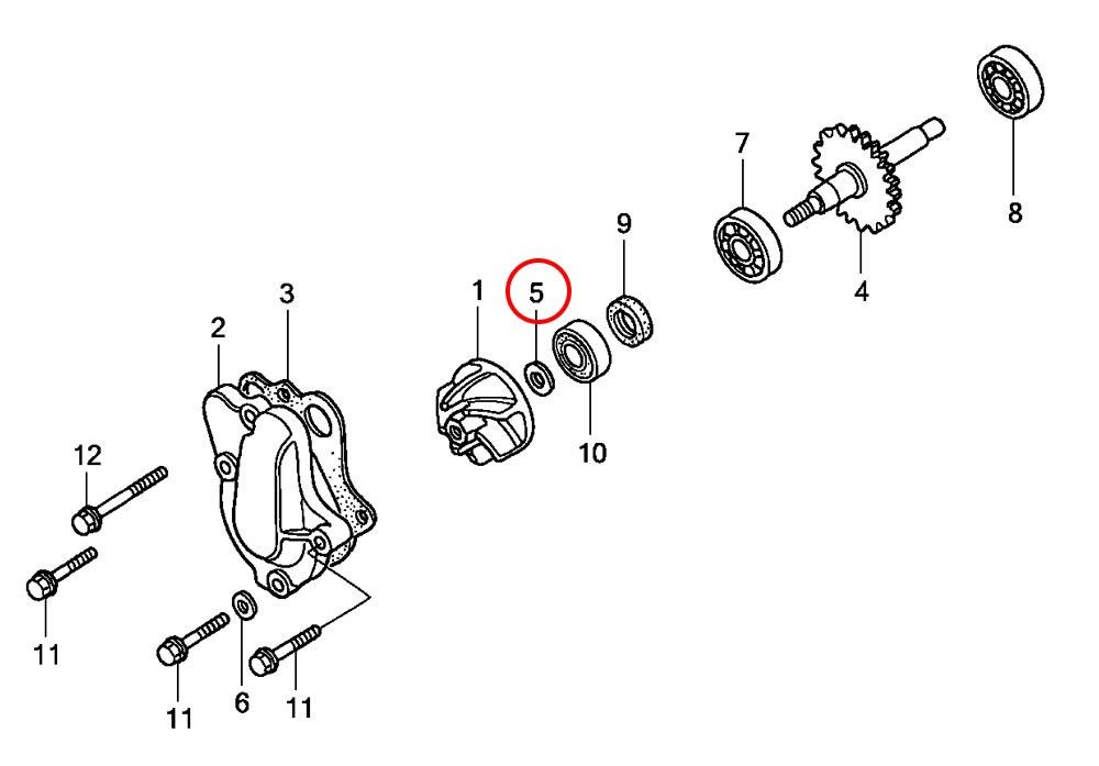 Bricka till tätning Honda CR85 vattenpump