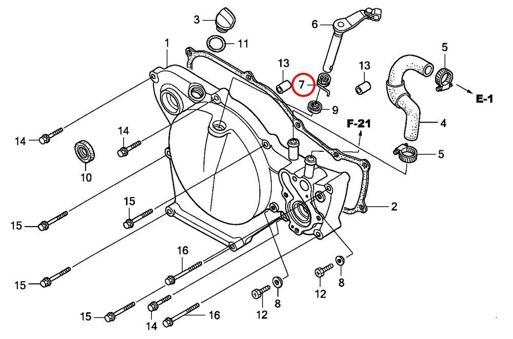 7: Fjäder kopplingsarm Honda CR85