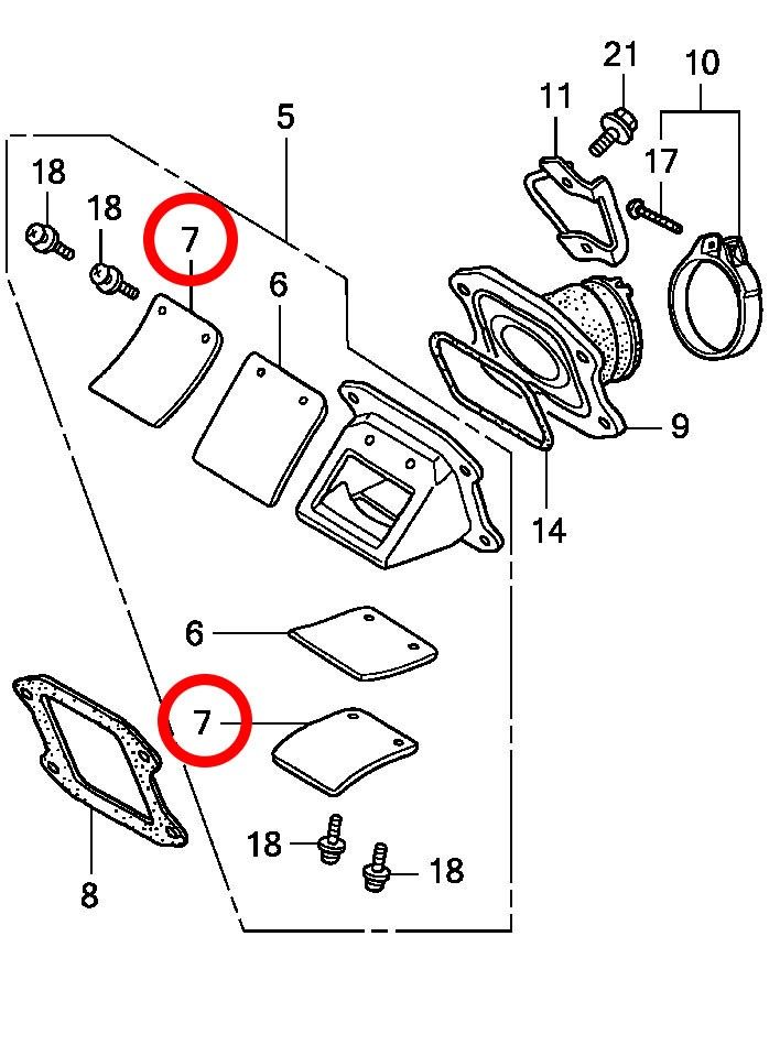 7: Honda CR85 mothåll reedventil