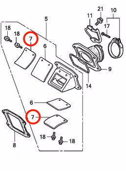 7: Honda CR85 mothåll reedventil