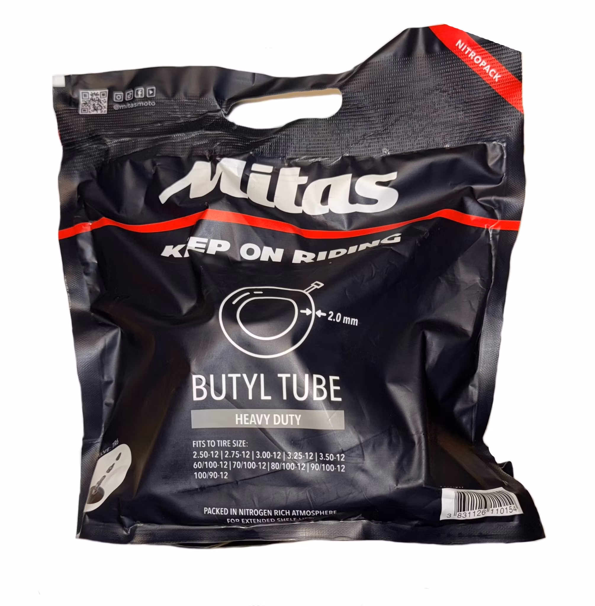 Mitas heavy duty 12-tum innerslang 2.50-12 (90/100-12) pitcross bak