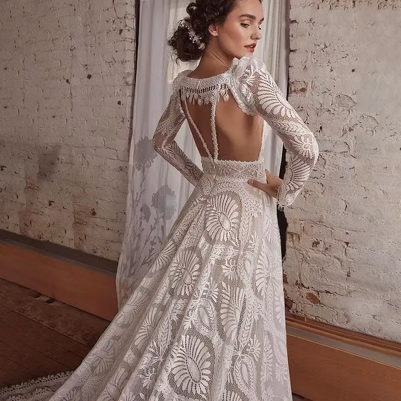 Bröllopsklänningar Boho V Neck A Line
