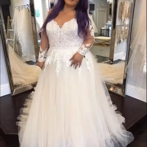 Skräddarsydd bröllopsklänning Plus Size Boho A-line