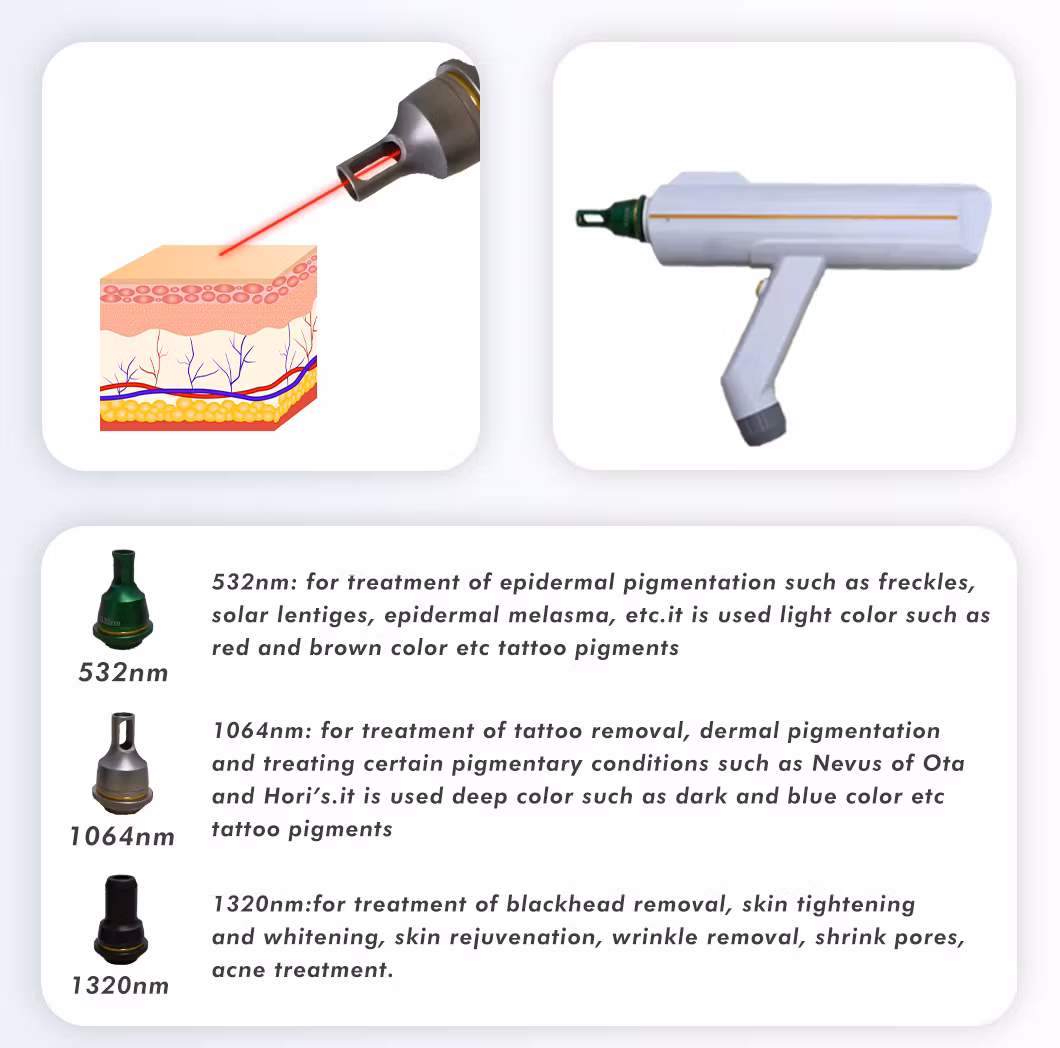 Bärbar Q-Switch Nd Yag lasertatueringsborttagningsmaskin
