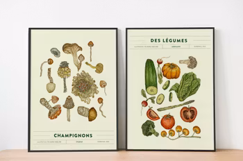 Posterduo Svamp och Grönsaker