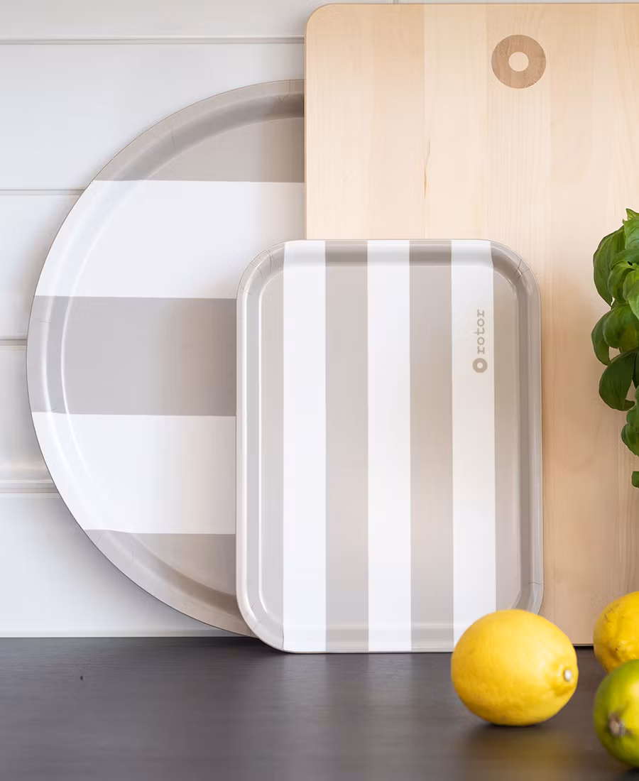 Rund bricka Stripes-blond