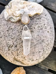 Ovanlig Safir med Lemurien kristall i 925 silver