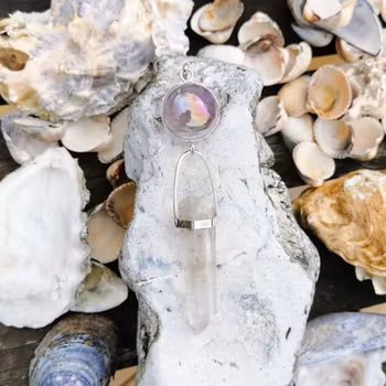 Ametist aqua aura med Lemurien bergkristall