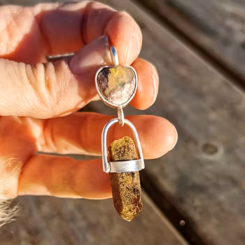 Fire Opal in matrix with very special quartz from Norway
