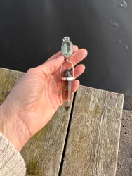 Grön ametist med rökkvarts (med citrin) Vogelkristall