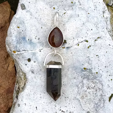 Rebirth Through the Inner Flame - Fire Agate with Smokey Quartz