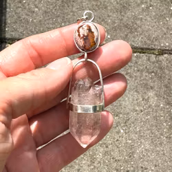 Pink Unicorn of Self Love- Fire Opal in Matrix with double terminated pink Lemurian