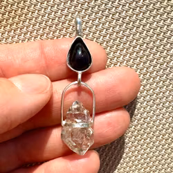 Svart opal mer dubbel Herkimer diamant