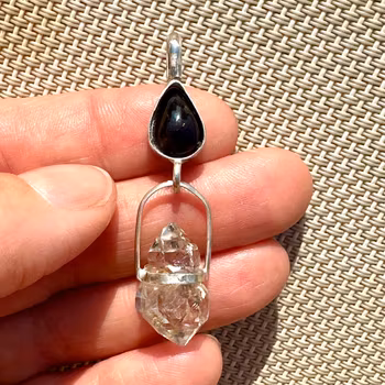 Svart opal mer dubbel Herkimer diamant