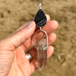 Black Tourmaline With Clear quartz with amazing imclusions