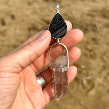 Black Tourmaline With Clear quartz with amazing imclusions