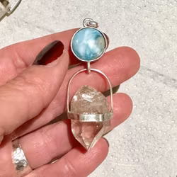 Larimar with Swedish double terminated quartz