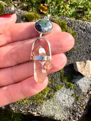 Galaxy opal with double terminated pink Lemurian