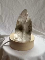 Fantastisk bergkristall spets med Lodolit och golden healer