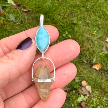 Door to Atlantis- Larimar with Raw Sapphire