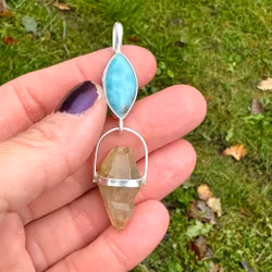 Door to Atlantis- Larimar with Raw Sapphire